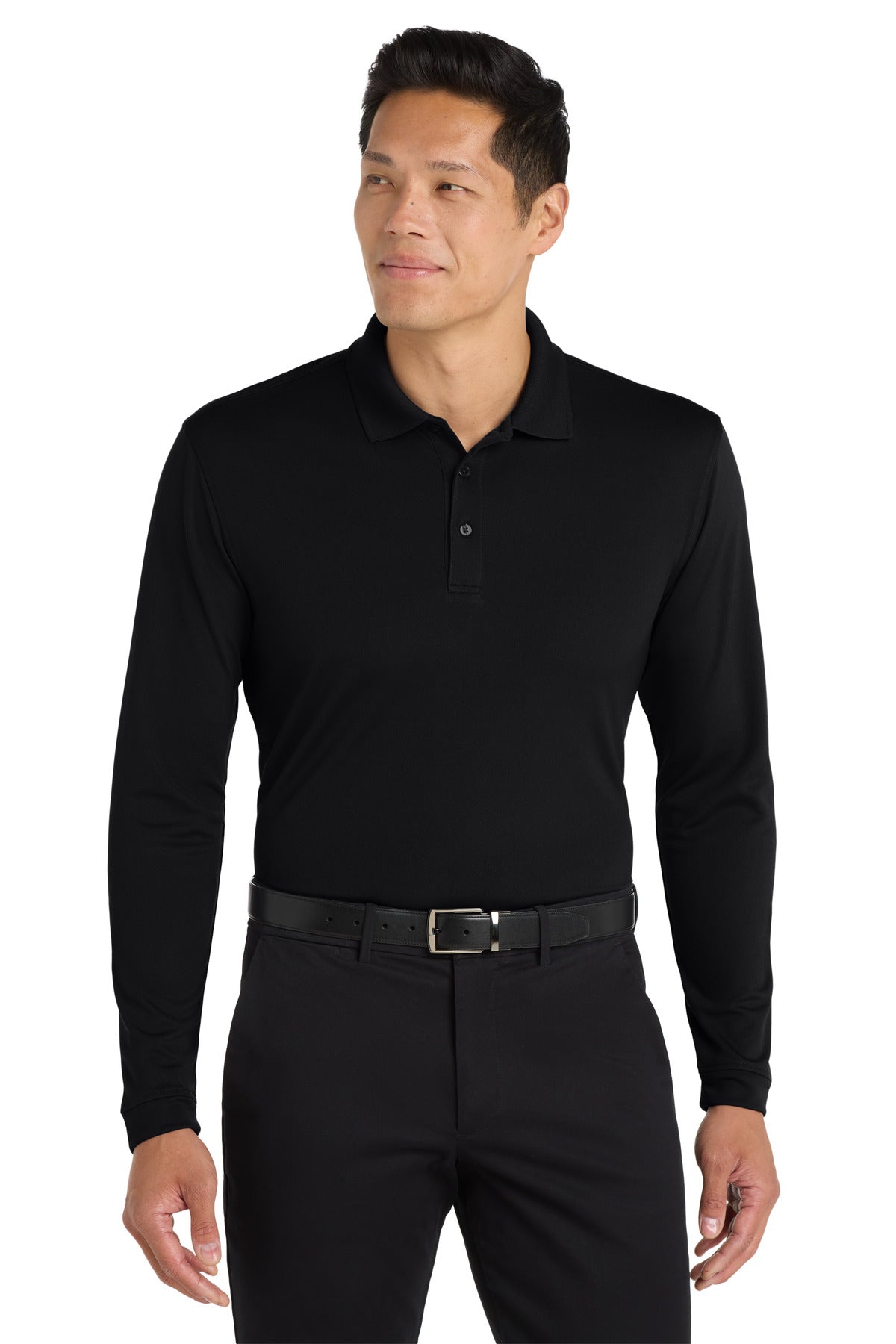 Port Authority  Dry Zone  UV Micro-Mesh Long Sleeve Polo K110LS - Deep Black