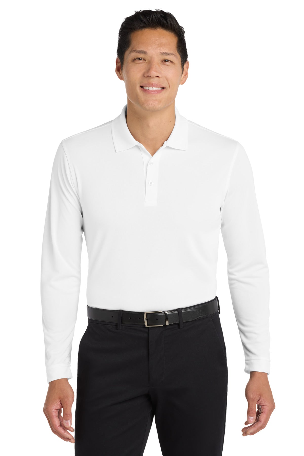 Port Authority  Dry Zone  UV Micro-Mesh Long Sleeve Polo K110LS - White