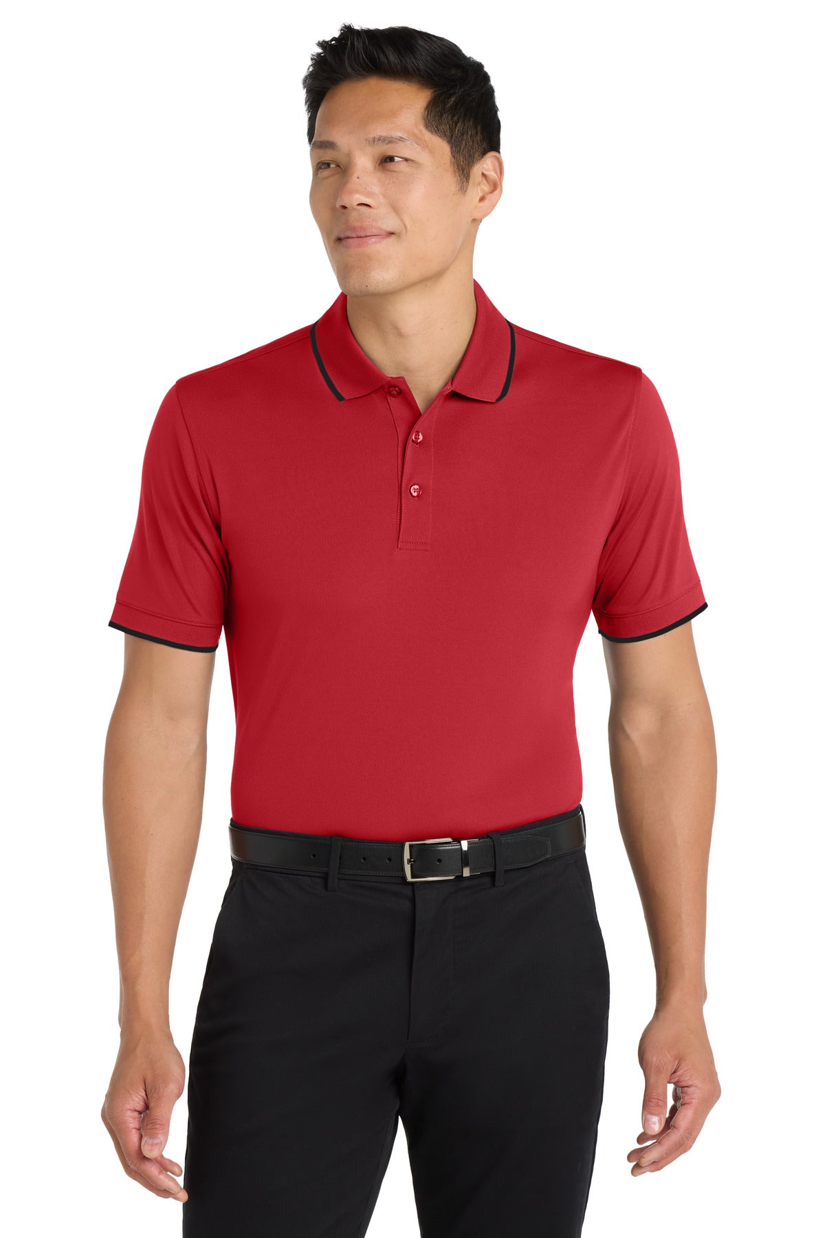 Port Authority Dry Zone UV Micro-Mesh Tipped Polo. K111 - Rich Red/ Deep Black