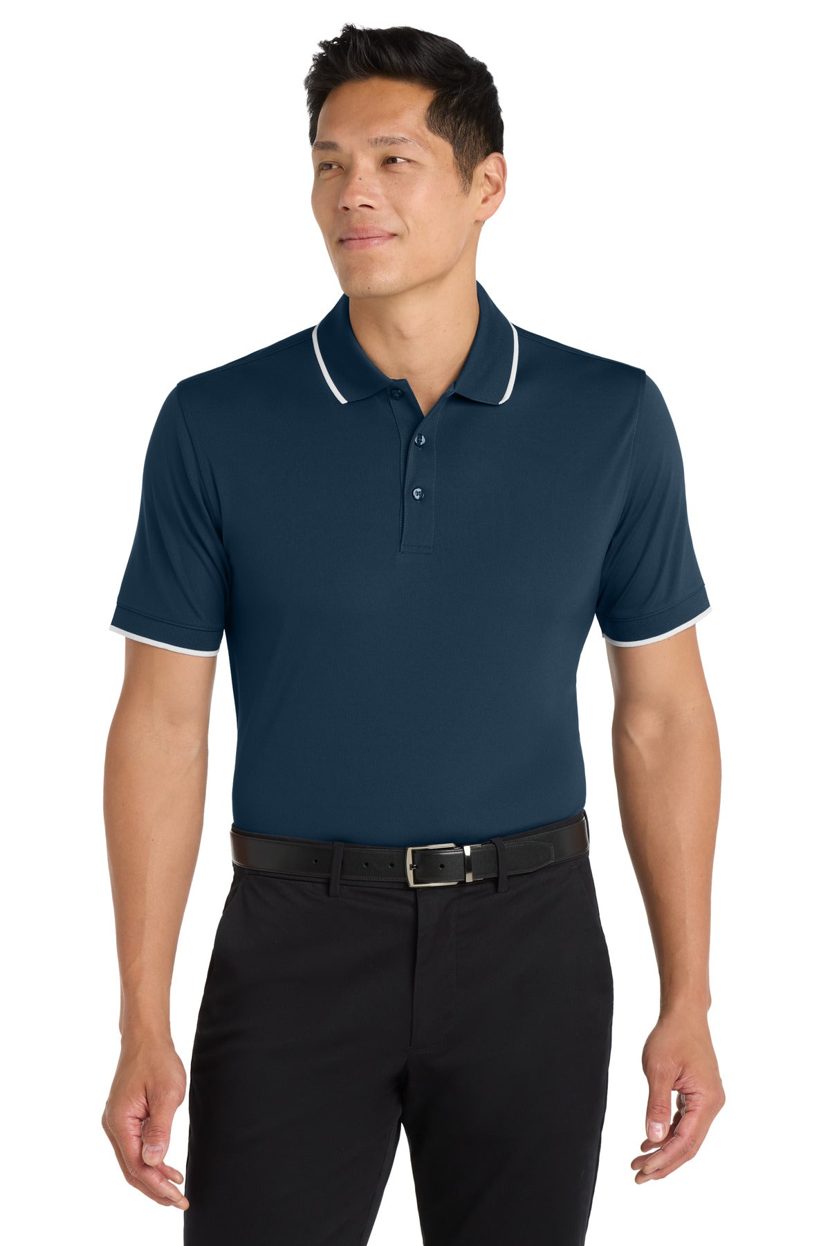Port Authority Dry Zone UV Micro-Mesh Tipped Polo. K111 - River Blue Navy/ White