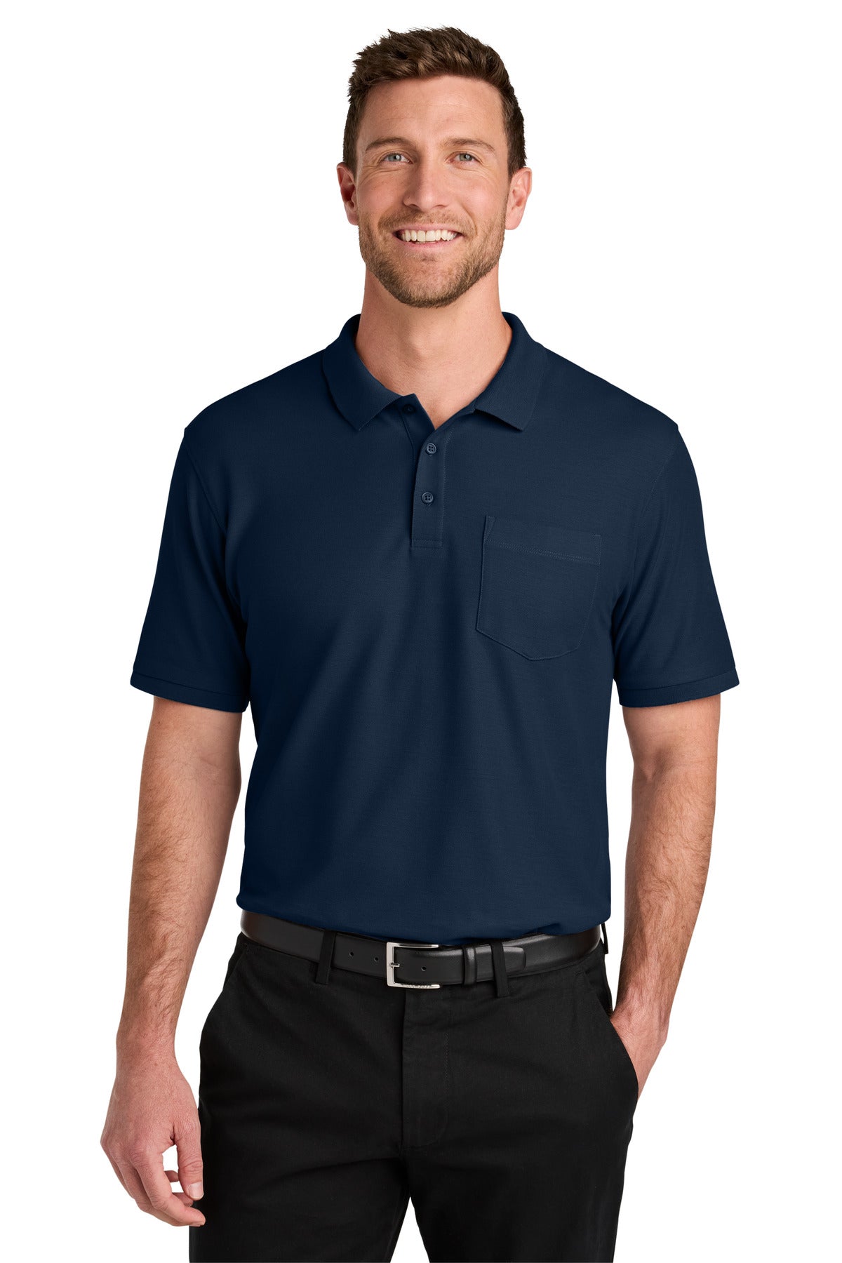 Port Authority Wearever Signature Pique Pocket Polo K200P - River Blue Navy