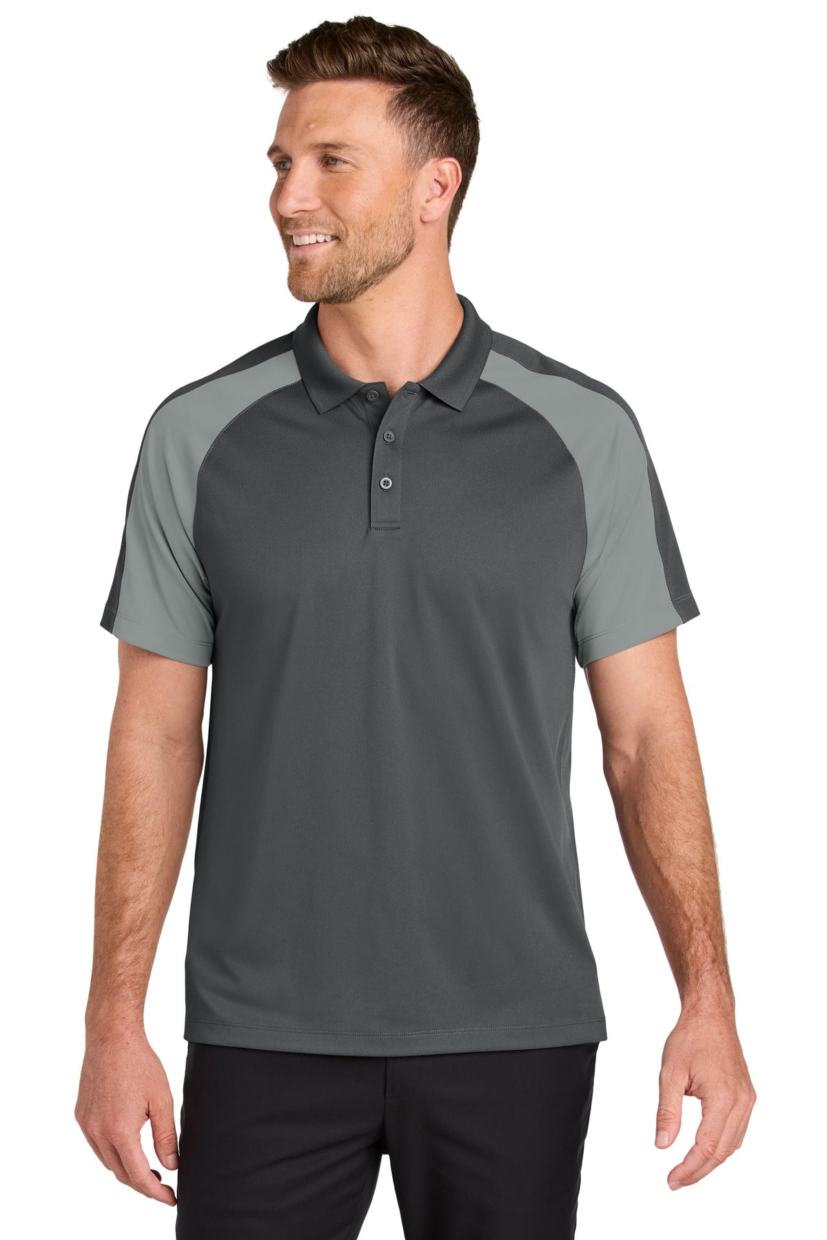 Port Authority Wearever Performance Pique Colorblock Polo K247 - Storm Grey/ Gusty Grey