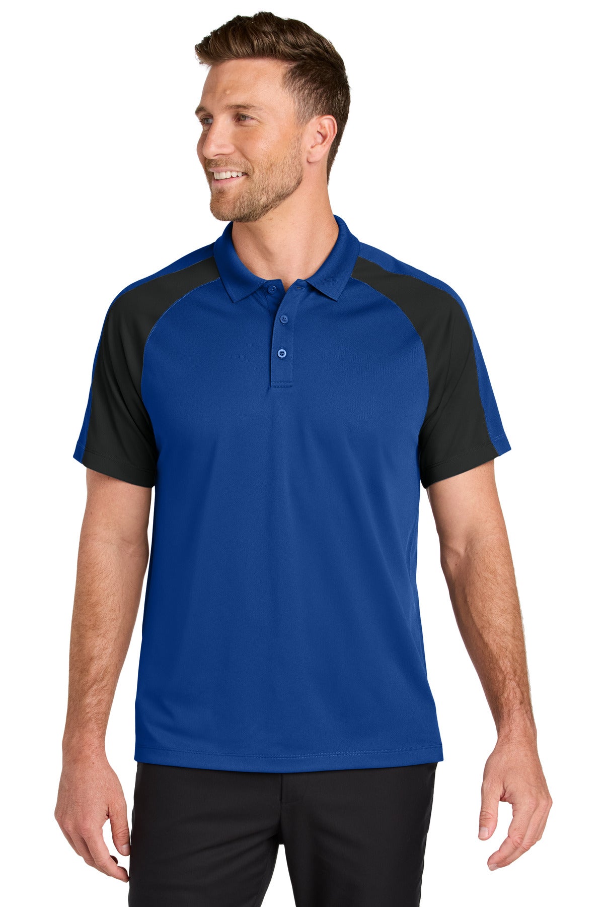 Port Authority Wearever Performance Pique Colorblock Polo K247 - True Royal/ Black
