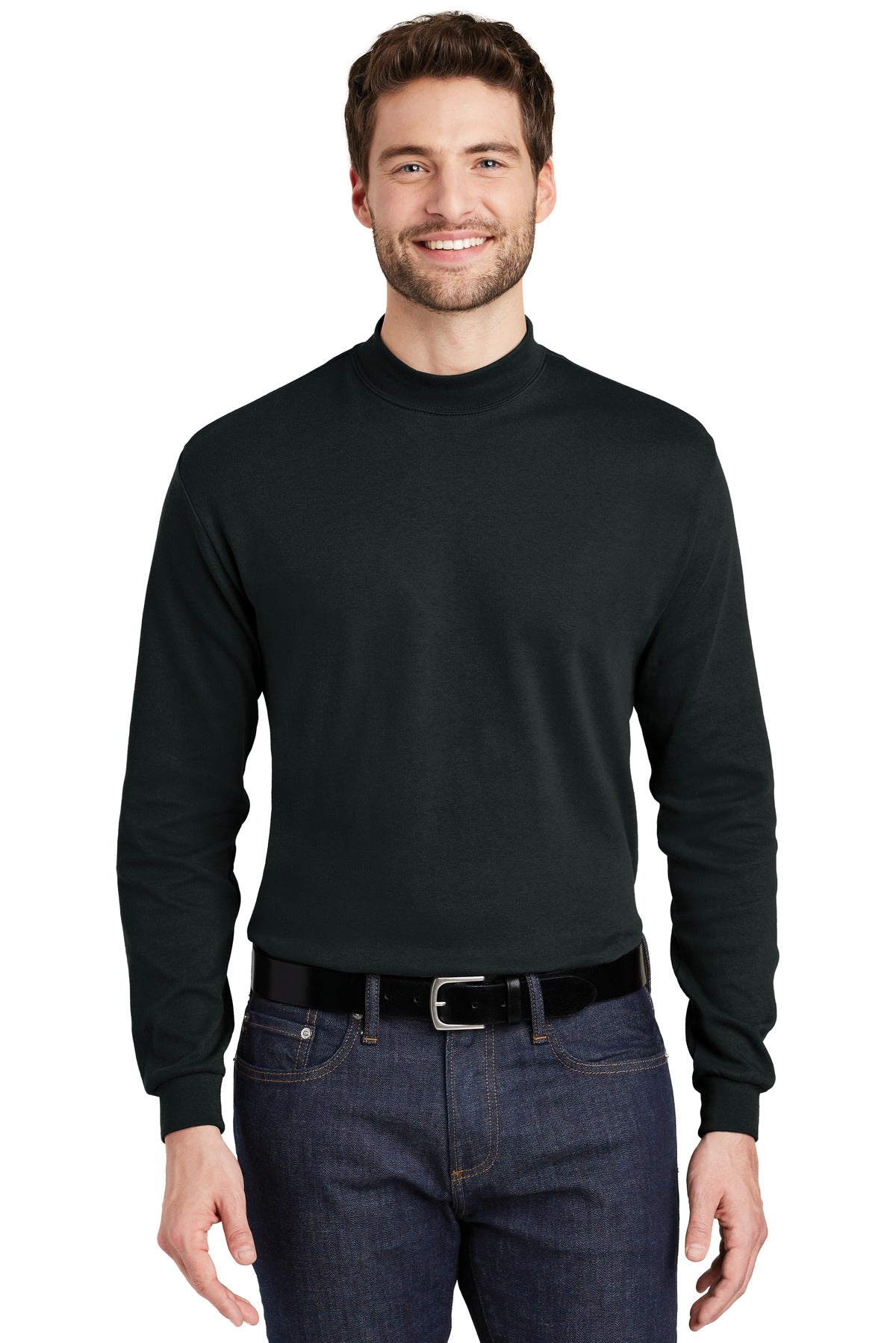 Port Authority Interlock Knit Mock Turtleneck.  K321 - Black