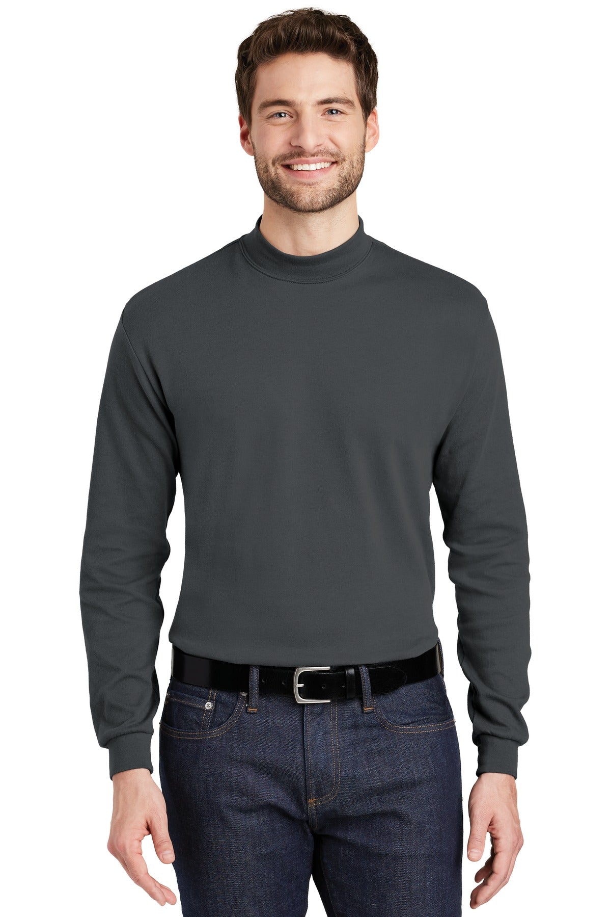 Port Authority Interlock Knit Mock Turtleneck.  K321 - Steel Grey