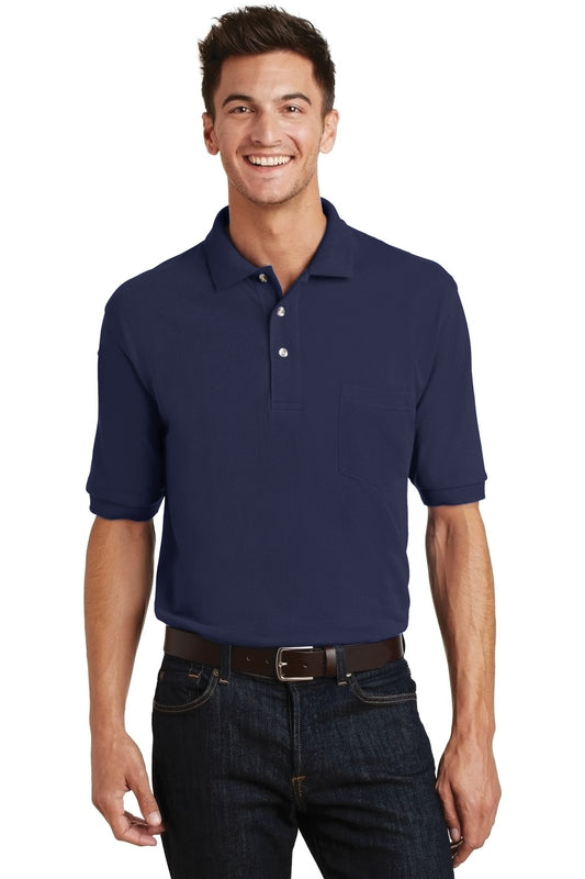 Port Authority Heavyweight Cotton Pique Polo with Pocket.  K420P - Navy