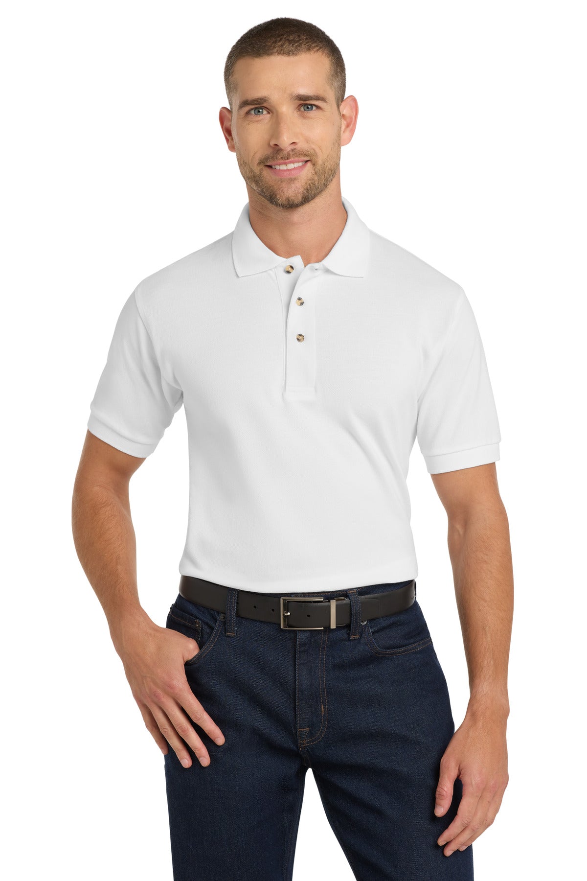 Port Authority Heavyweight Cotton Pique Polo.  K420 - White