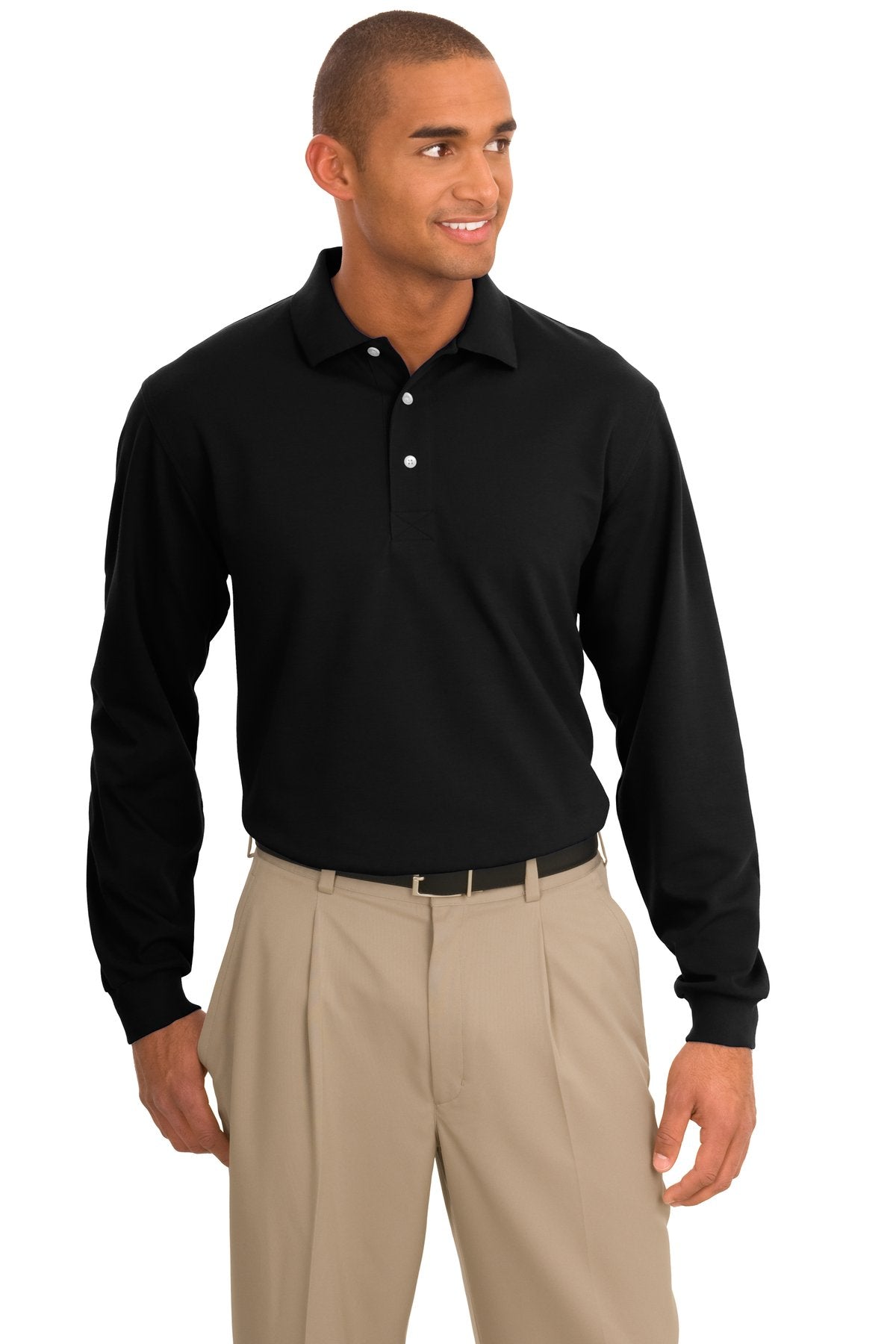 Port Authority Rapid Dry Long Sleeve Polo.  K455LS - Jet Black