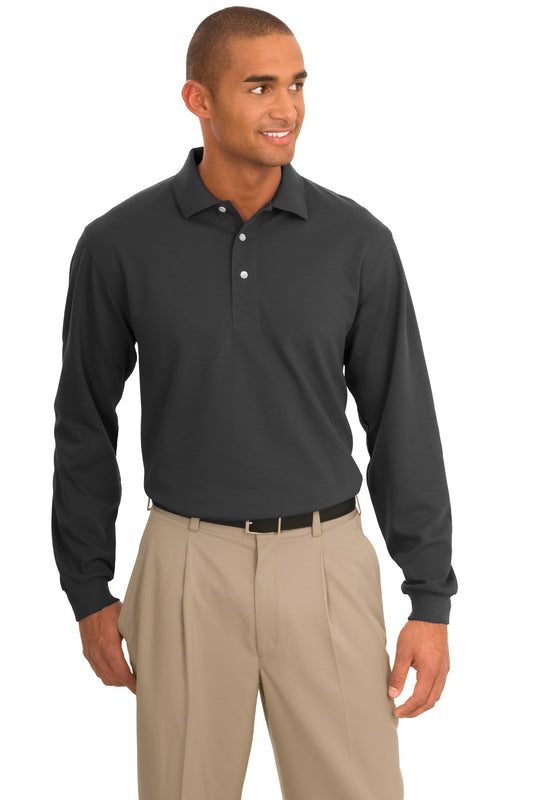 Port Authority Rapid Dry Long Sleeve Polo.  K455LS - Charcoal
