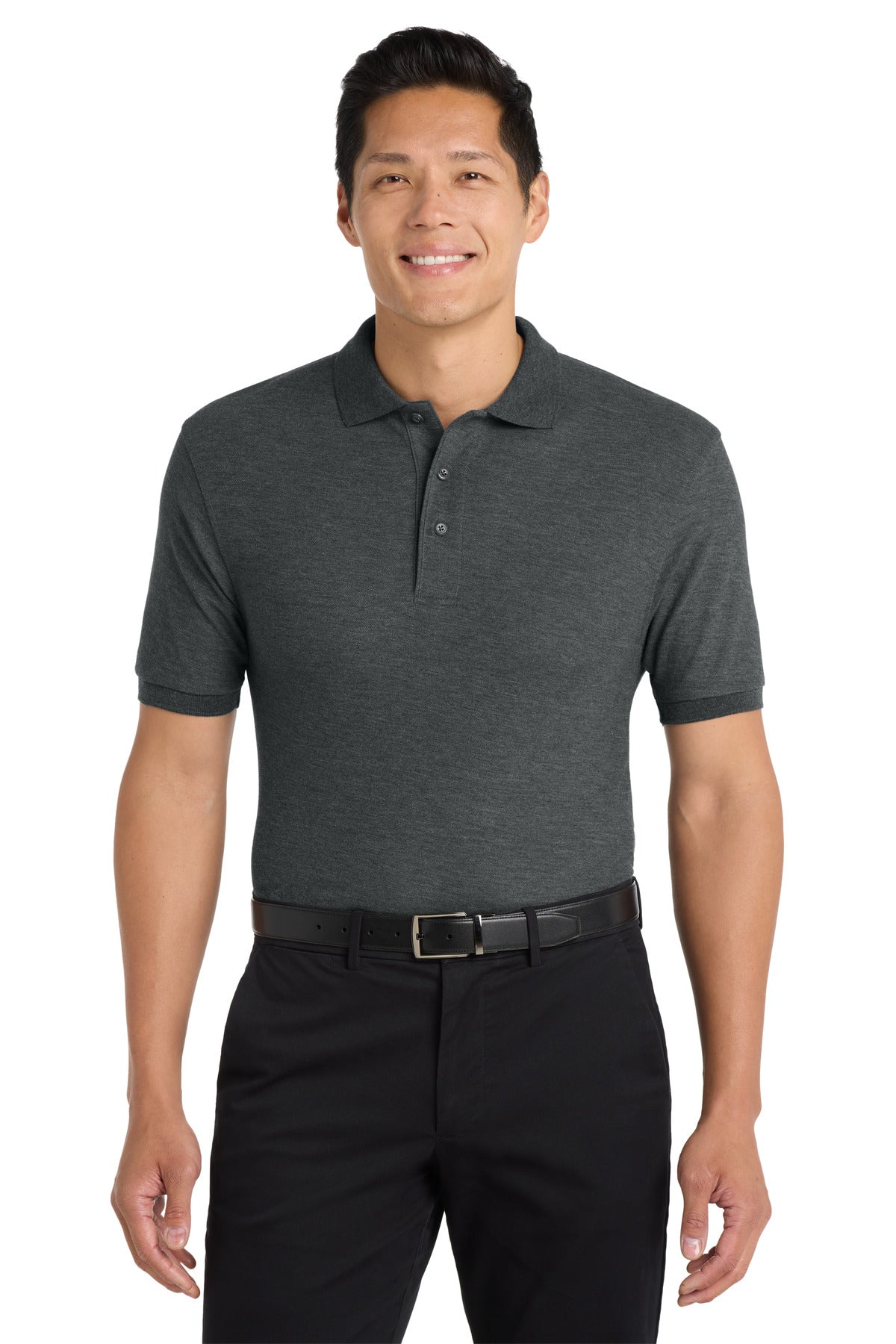 Port Authority Extended Size Silk Touch Polo K500ES - Charcoal Heather Grey