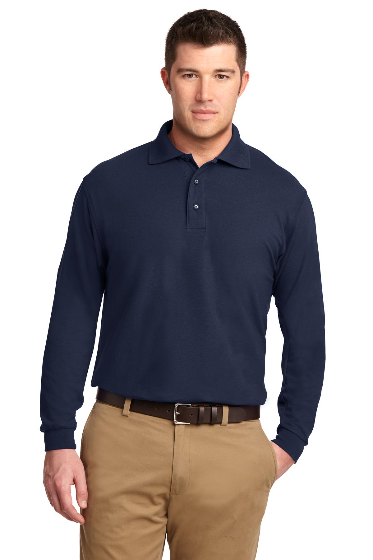 Port Authority Silk Touch Long Sleeve Polo.  K500LS - Navy
