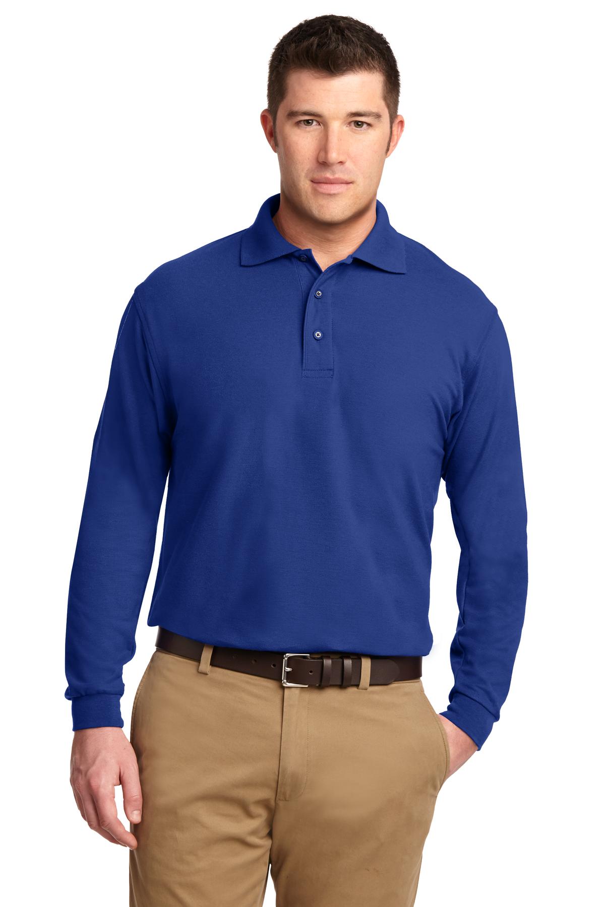 Port Authority Silk Touch Long Sleeve Polo.  K500LS - Royal
