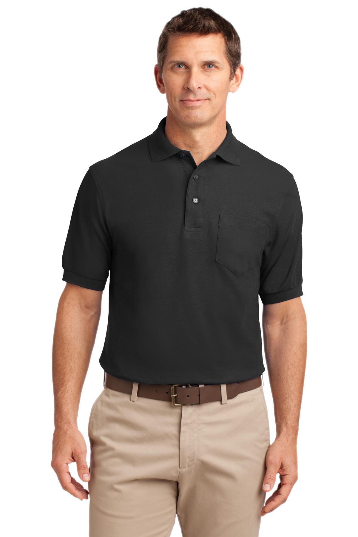 Port Authority Silk Touch Polo with Pocket.  K500P - Black