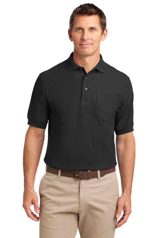 Port Authority Silk Touch Polo with Pocket.  K500P - Black