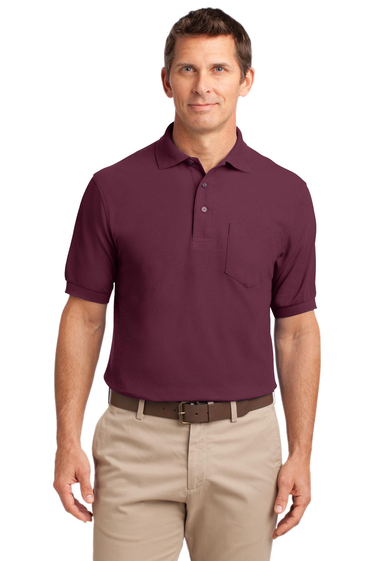 Port Authority Silk Touch Polo with Pocket.  K500P - Burgundy