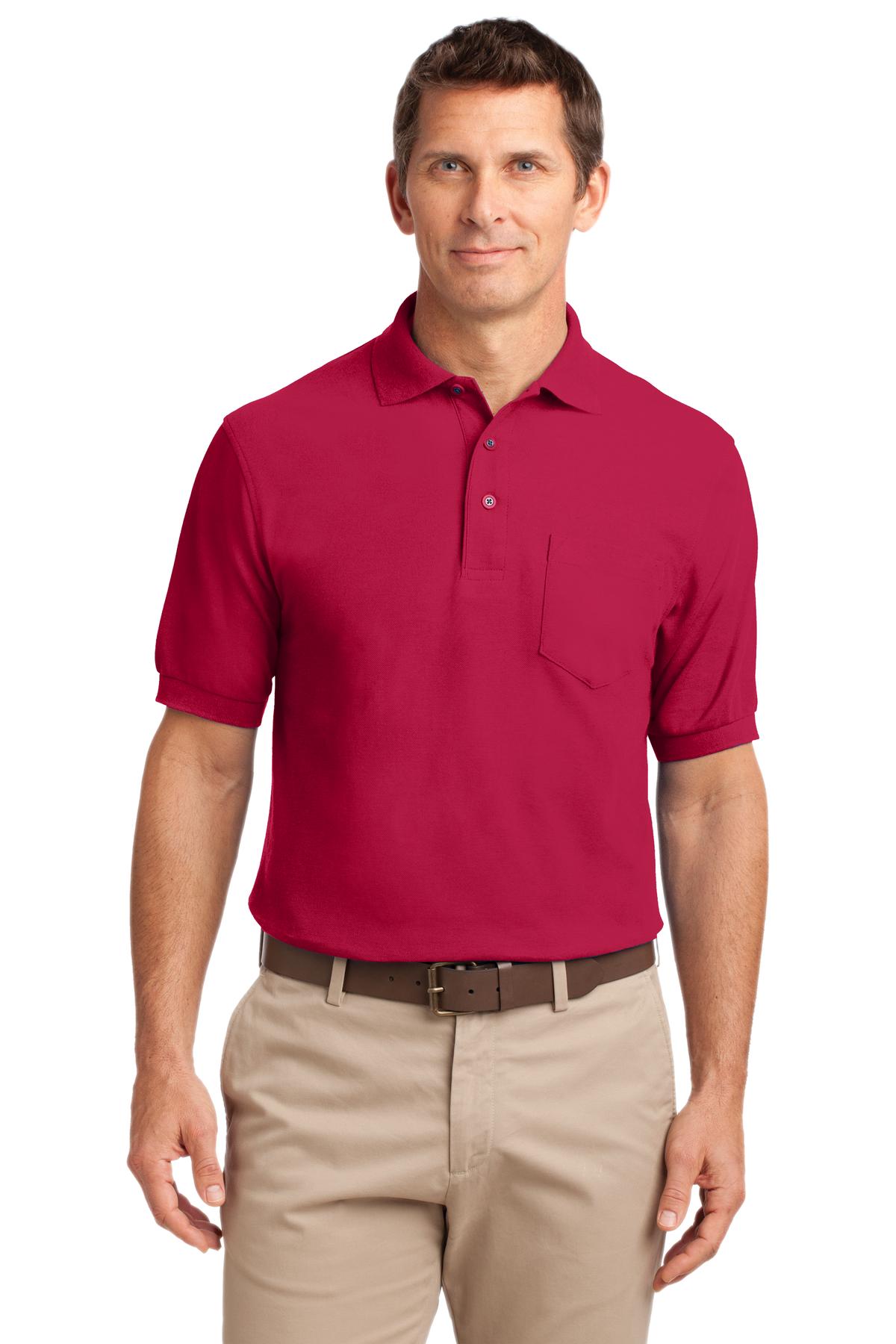 Port Authority Silk Touch Polo with Pocket.  K500P - Red