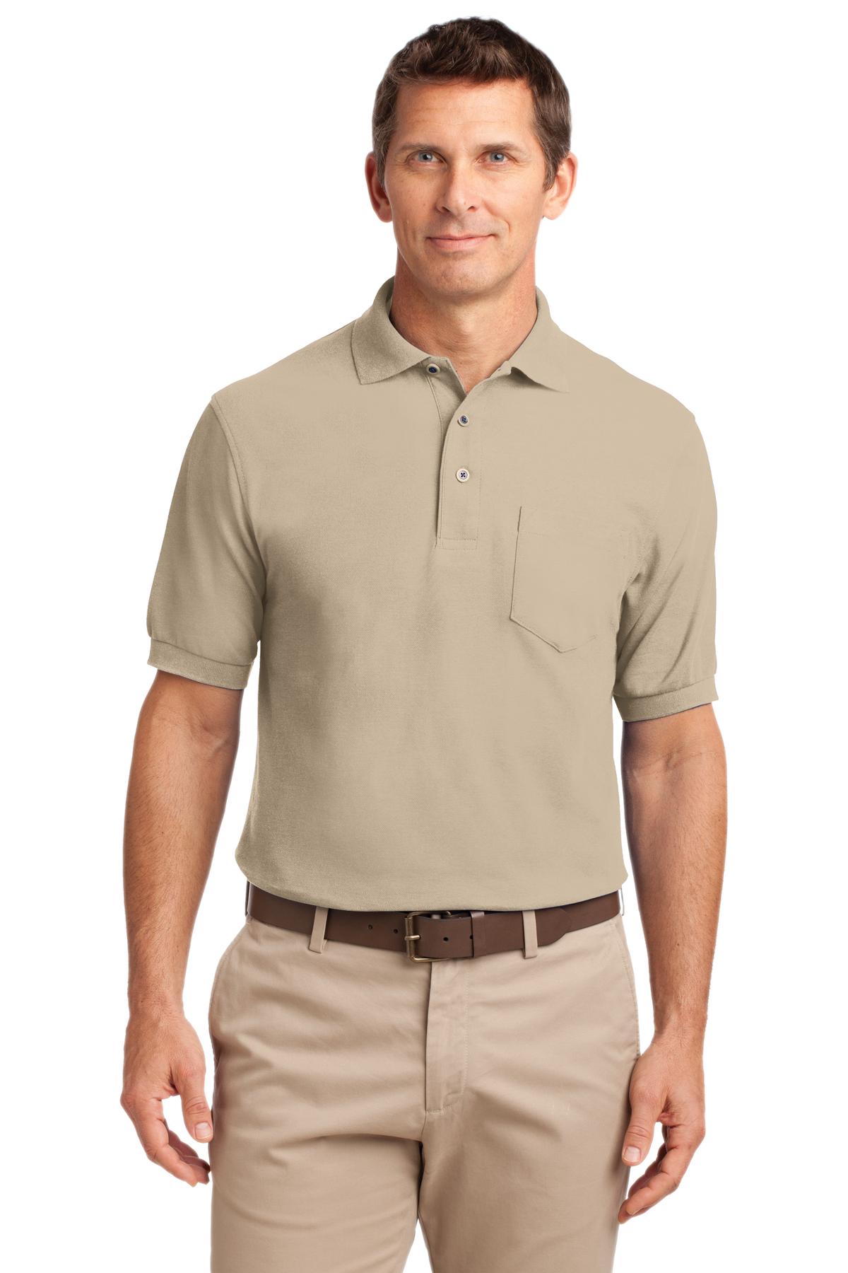 Port Authority Silk Touch Polo with Pocket.  K500P - Stone