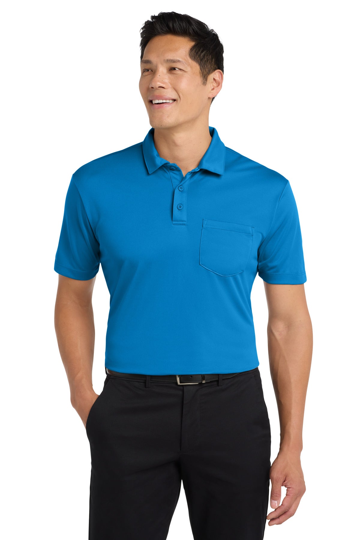 Port Authority Silk Touch Performance Pocket Polo. K540P - Brilliant Blue