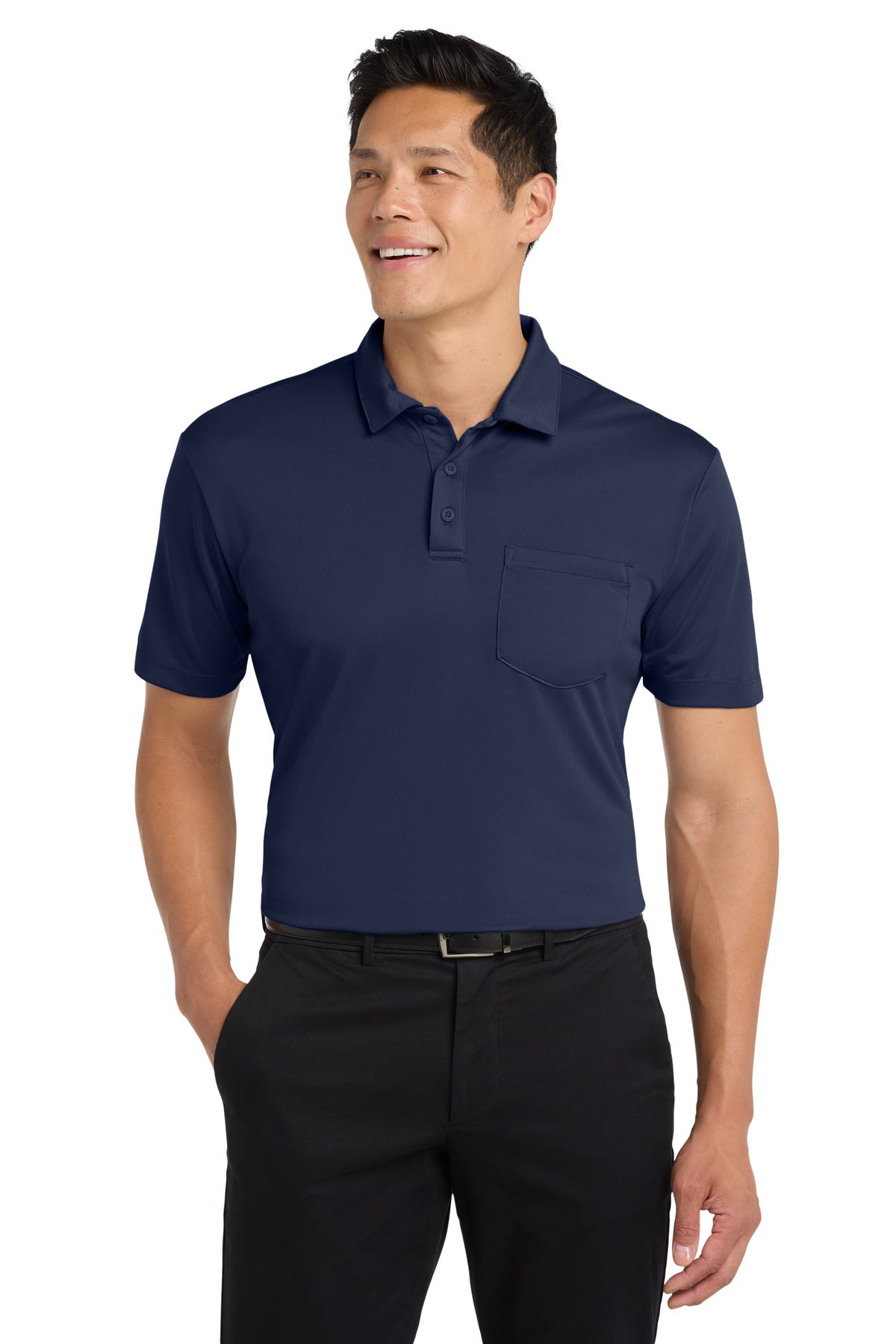 Port Authority Silk Touch Performance Pocket Polo. K540P - Navy