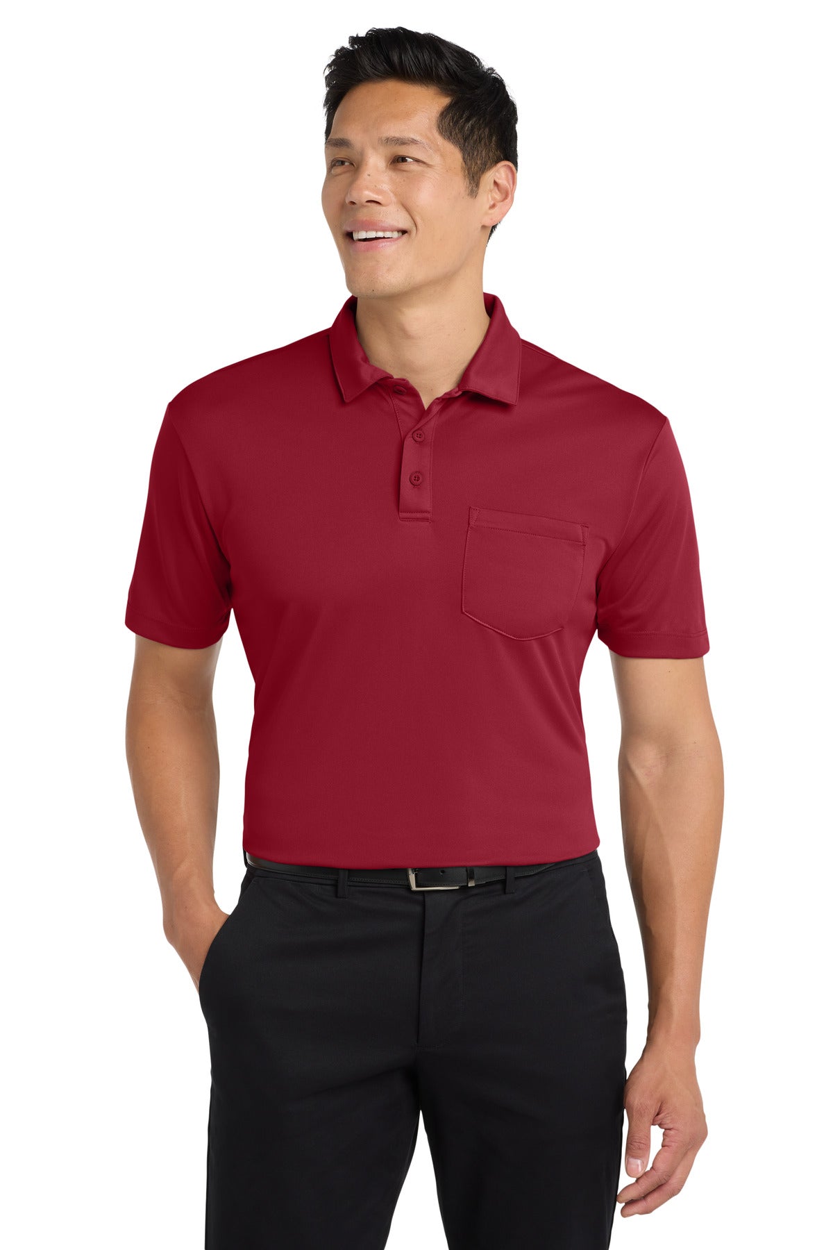 Port Authority Silk Touch Performance Pocket Polo. K540P - Red