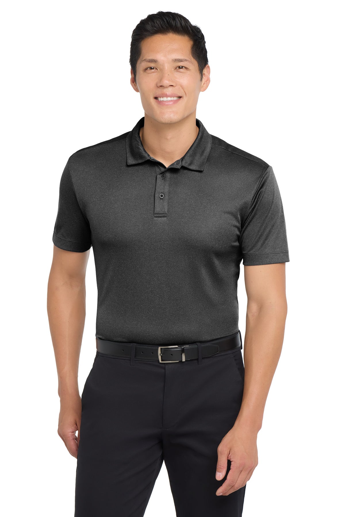 Port Authority  Heathered Silk Touch  Performance Polo. K542 - Black Heather