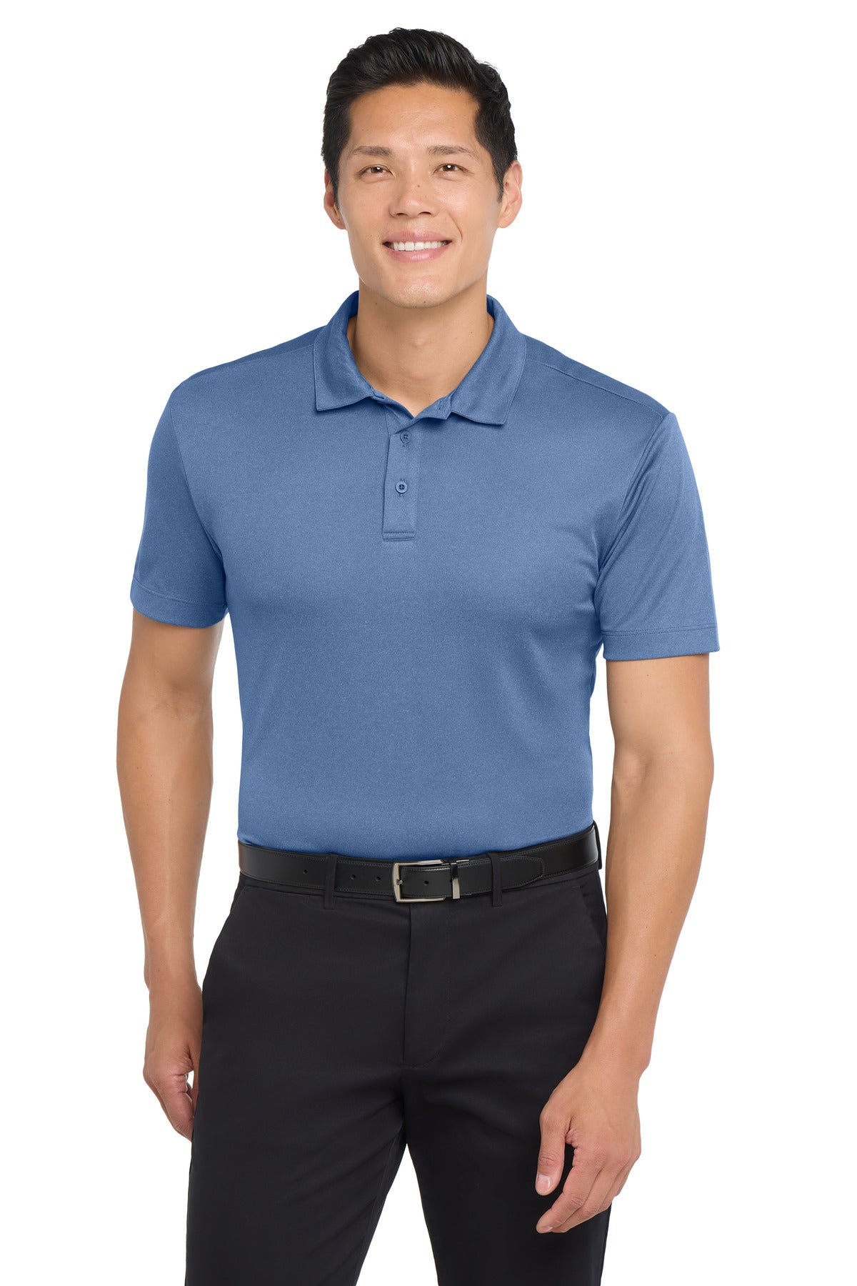 Port Authority  Heathered Silk Touch  Performance Polo. K542 - Moonlight Blue Heather
