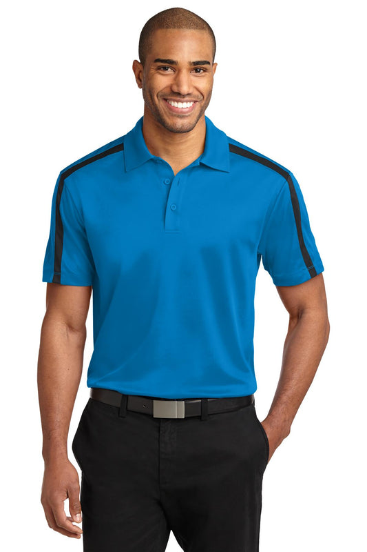 Port Authority Silk Touch Performance Colorblock Stripe Polo. K547 - Brilliant Blue/ Black