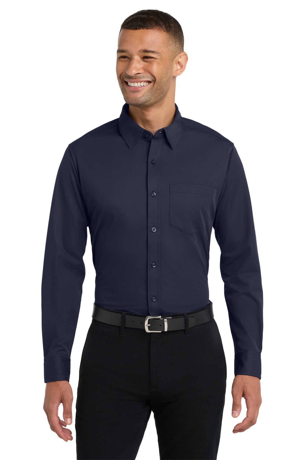 Port Authority Dimension Knit Dress Shirt. K570 - Dark Navy