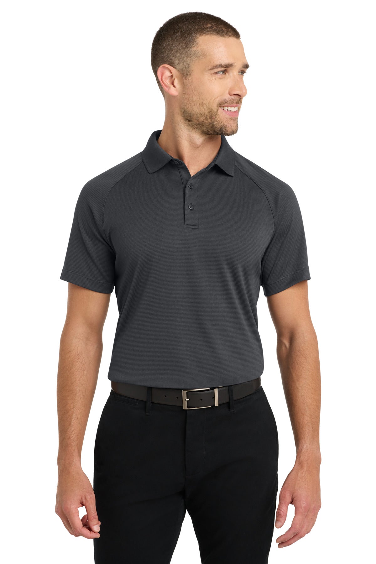 Port Authority Crossover Raglan Polo. K575 - Battleship Grey
