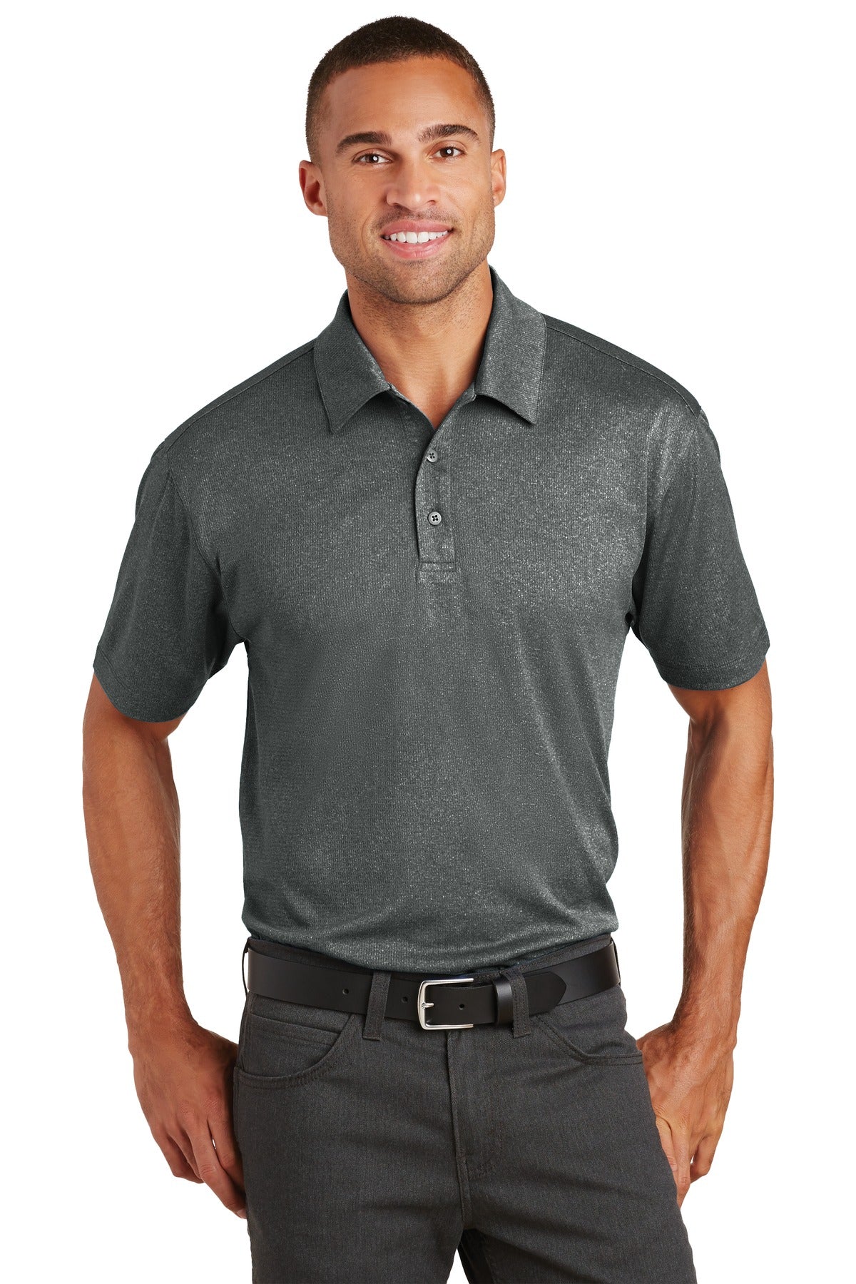 Port Authority Trace Heather Polo. K576 - Charcoal Heather
