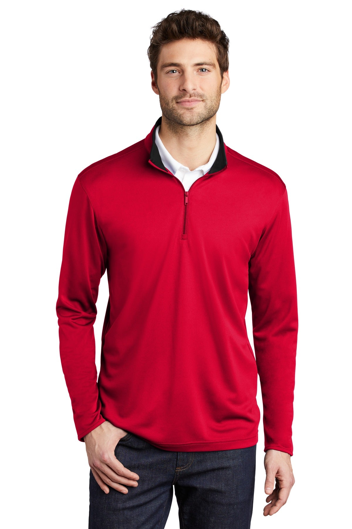 Port Authority  Silk Touch  Performance 1/4-Zip K584 - Red/ Black