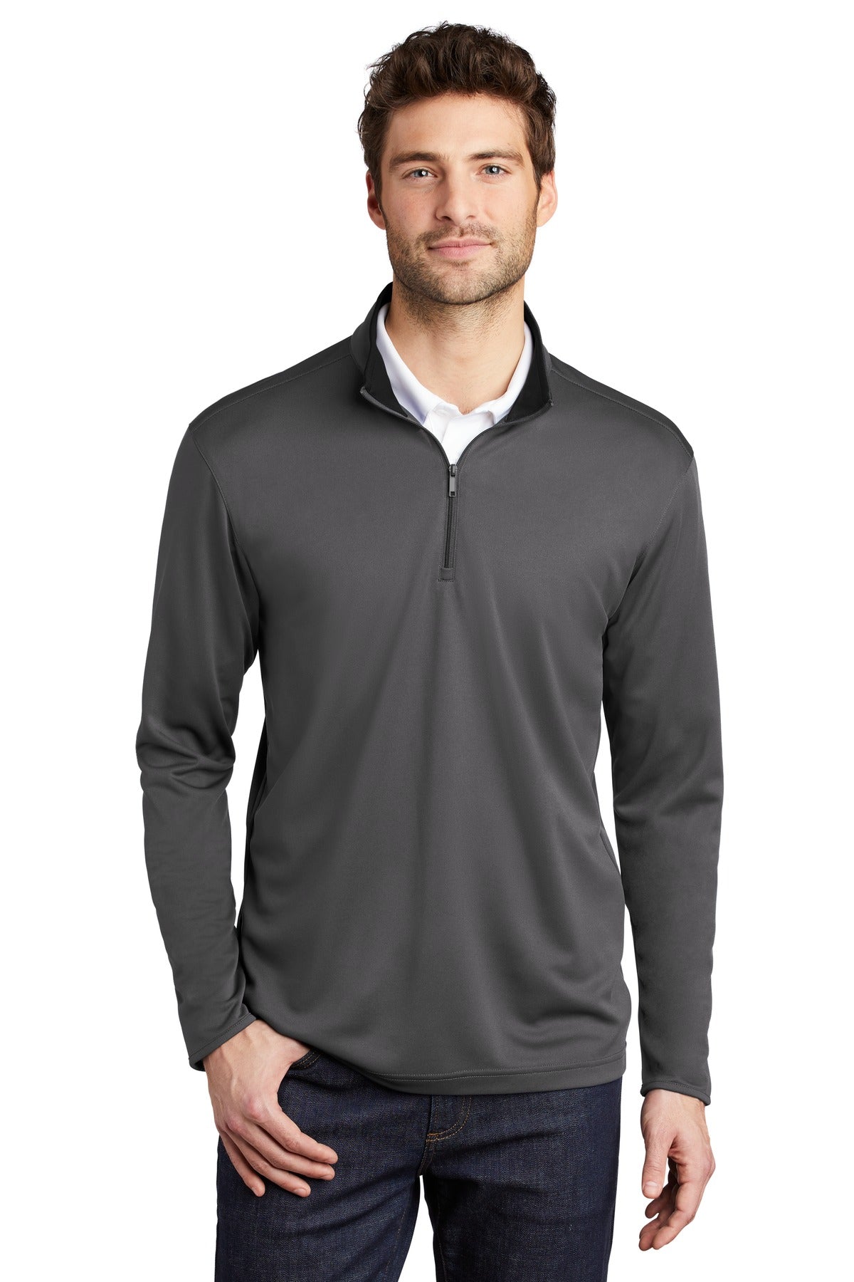Port Authority  Silk Touch  Performance 1/4-Zip K584 - Steel Grey/ Black