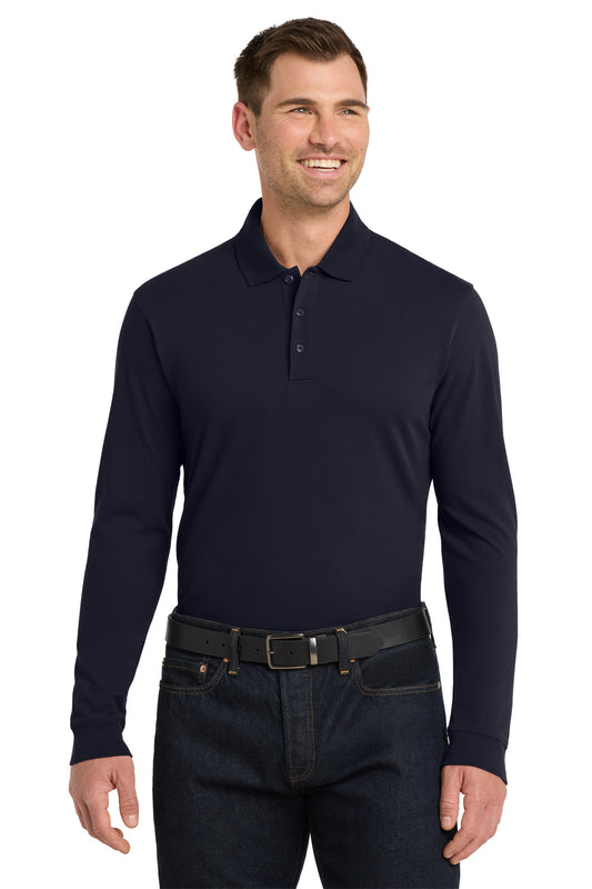 Port Authority EZCotton Long Sleeve Polo. K8000LS - Navy
