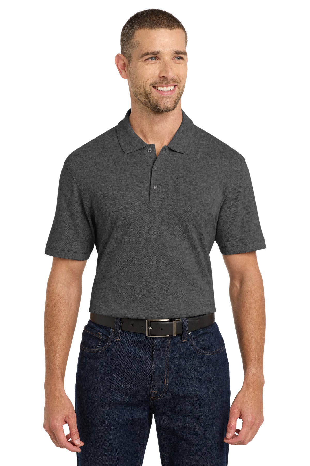 Port Authority EZCotton Polo. K8000 - Charcoal Heather