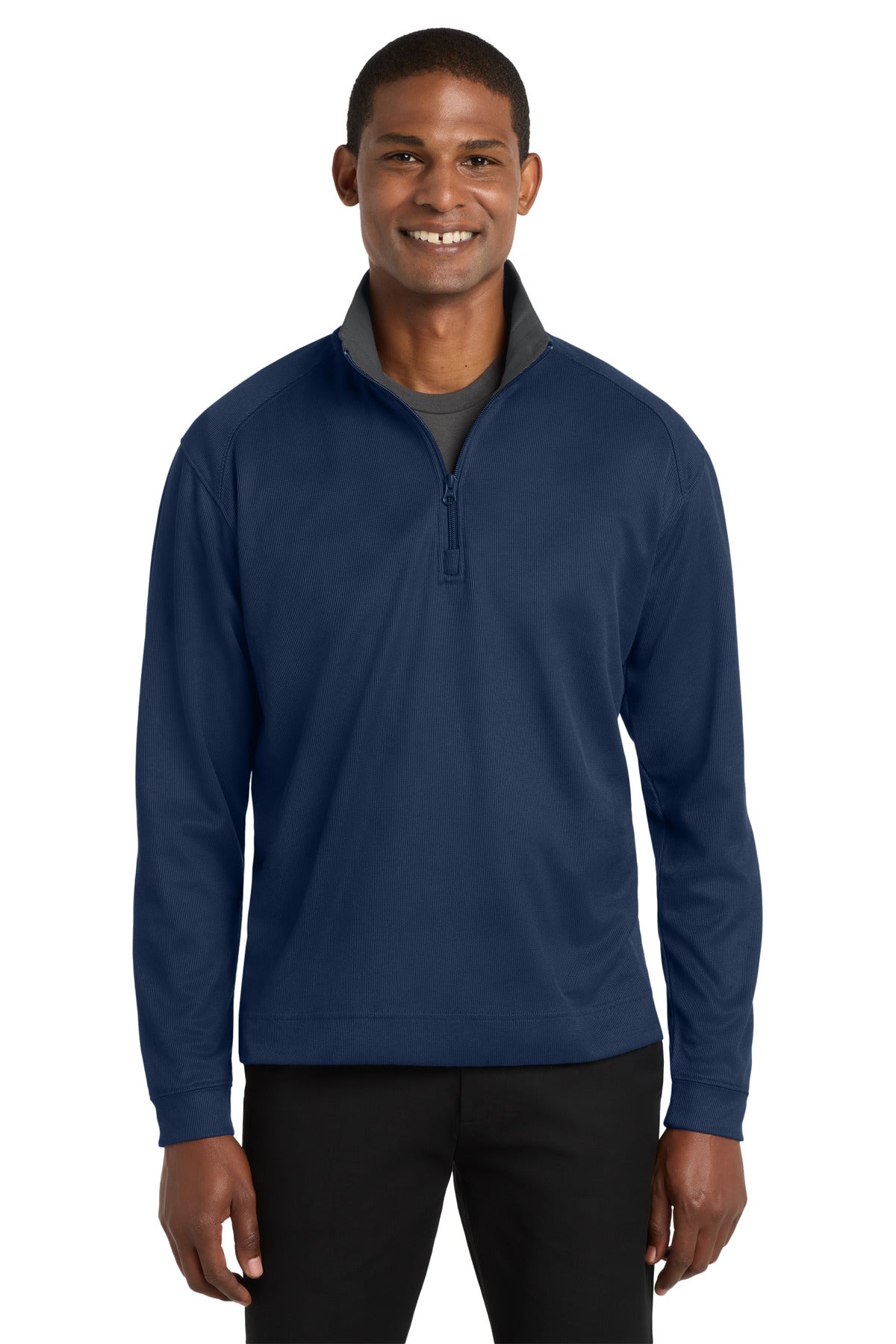 Port Authority Vertical Texture 1/4-Zip Pullover. K805 - Regatta Blue/ Iron Grey