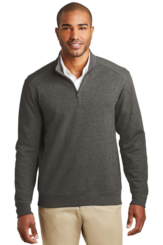Port Authority Interlock 1/4-Zip. K807 - Charcoal Heather/ Medium Heather Grey