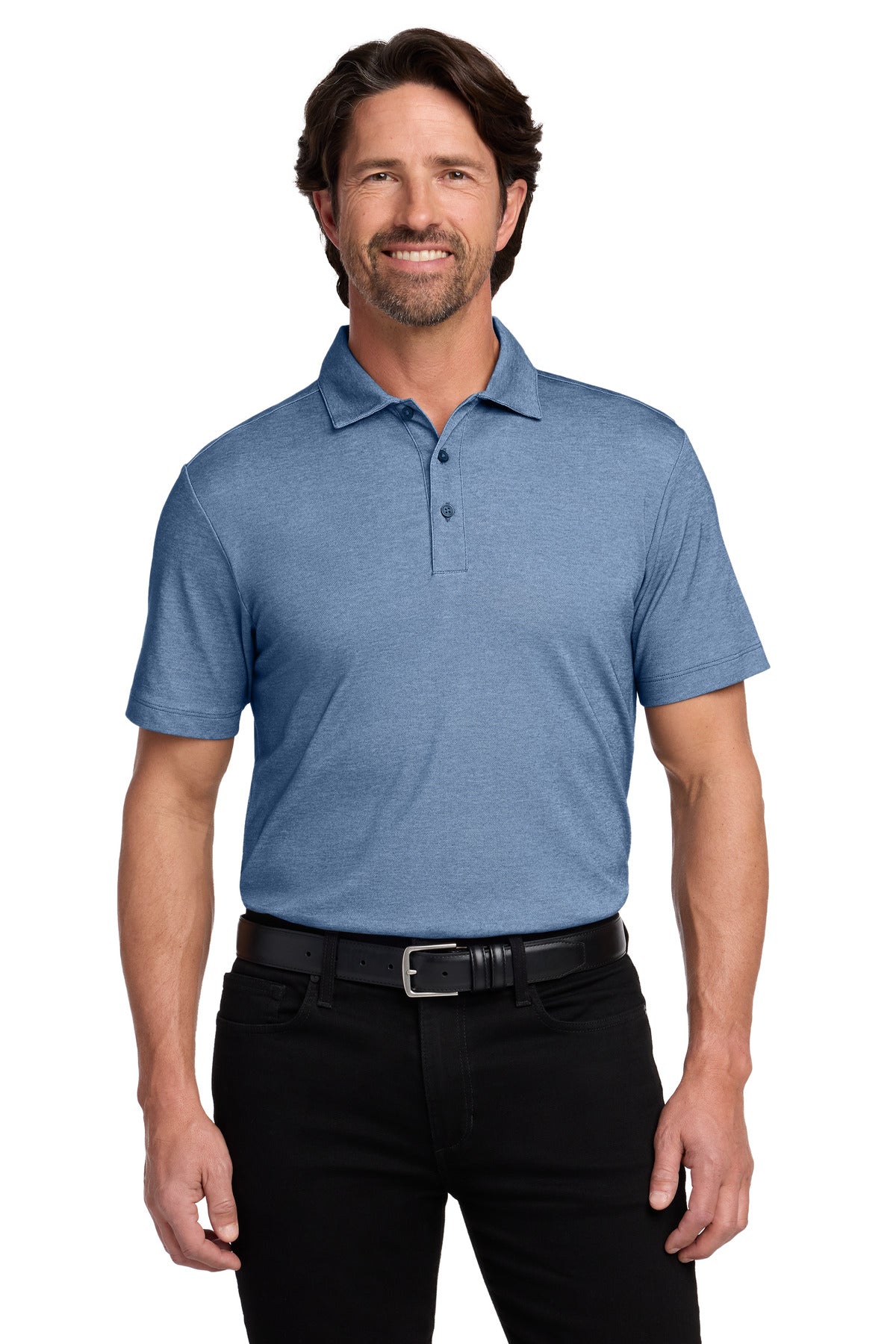 Port Authority Fine Pique Blend Polo K830 - Aegean Blue Heather