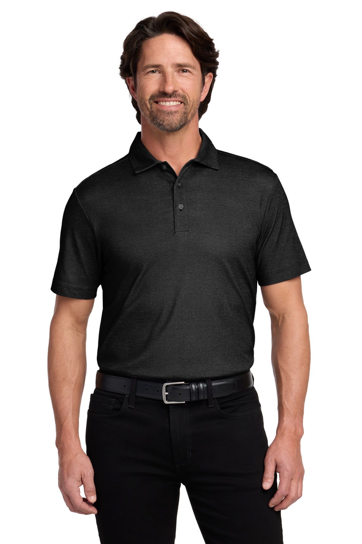 Port Authority Fine Pique Blend Polo K830 - Black Heather