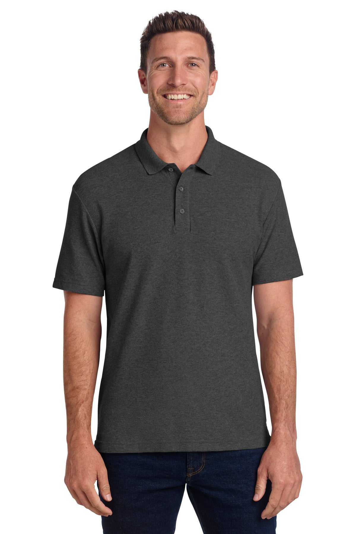 Port Authority C-FREE Cotton Blend Pique Polo K867 - Charcoal Heather