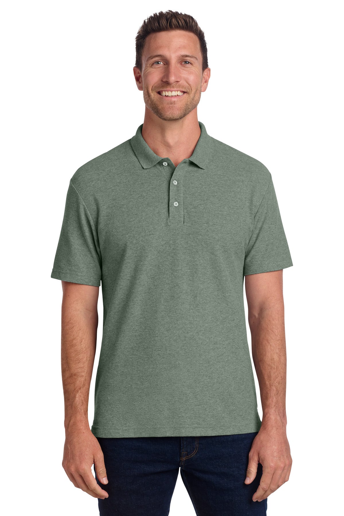 Port Authority C-FREE Cotton Blend Pique Polo K867 - Dark Green Heather