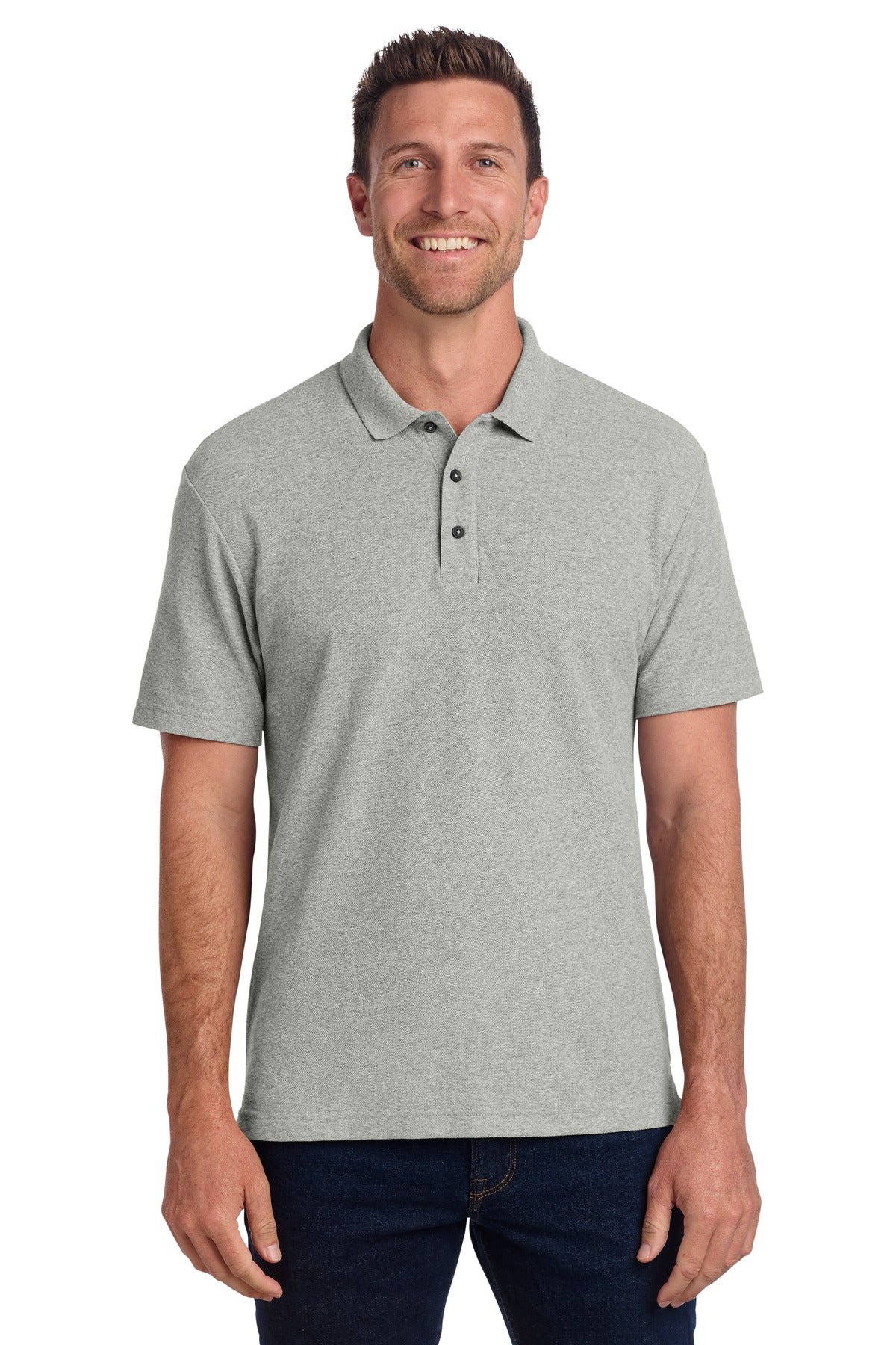Port Authority C-FREE Cotton Blend Pique Polo K867 - Deep Smoke Heather