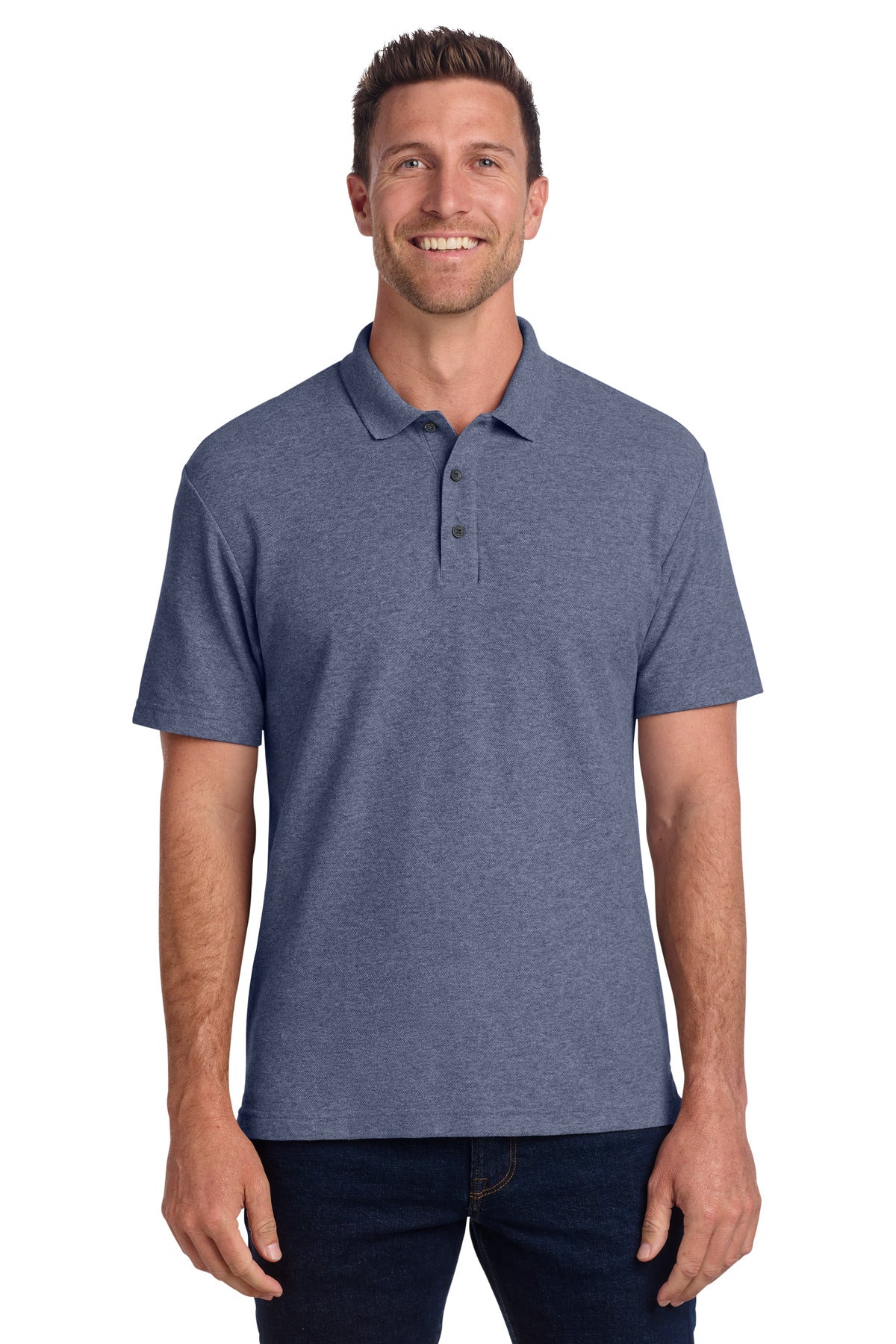 Port Authority C-FREE Cotton Blend Pique Polo K867 - Navy Heather