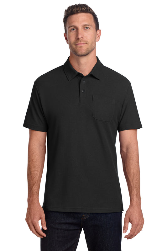 Port Authority C-FREE Cotton Blend Pique Pocket Polo K868 - Black