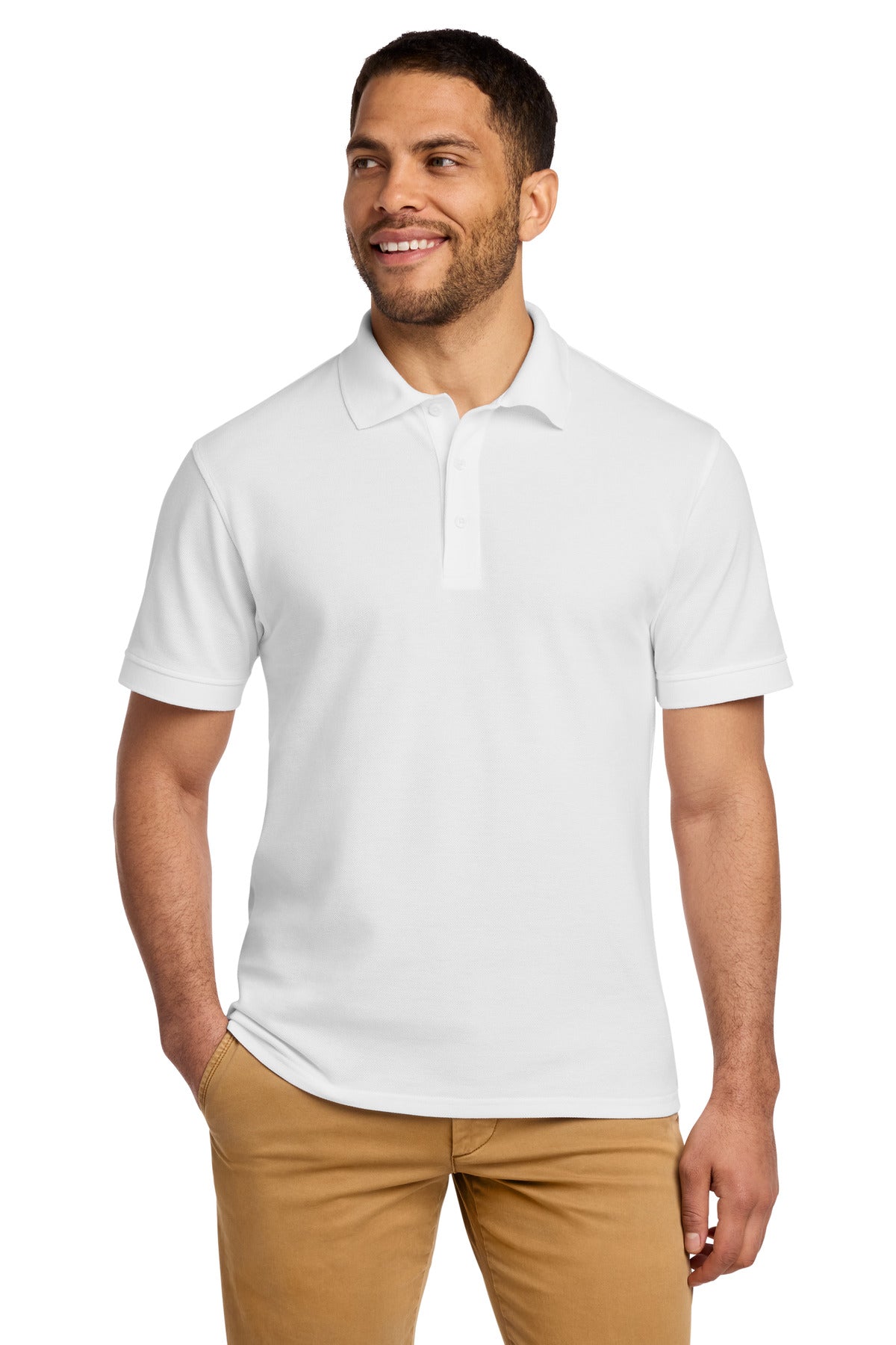 Port & Co Combed Ring Spun Pique Polo. KP1500 - White