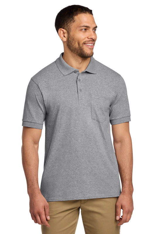 Port & Co Core Blend Jersey Knit Pocket Polo. KP55P - Athletic Heather