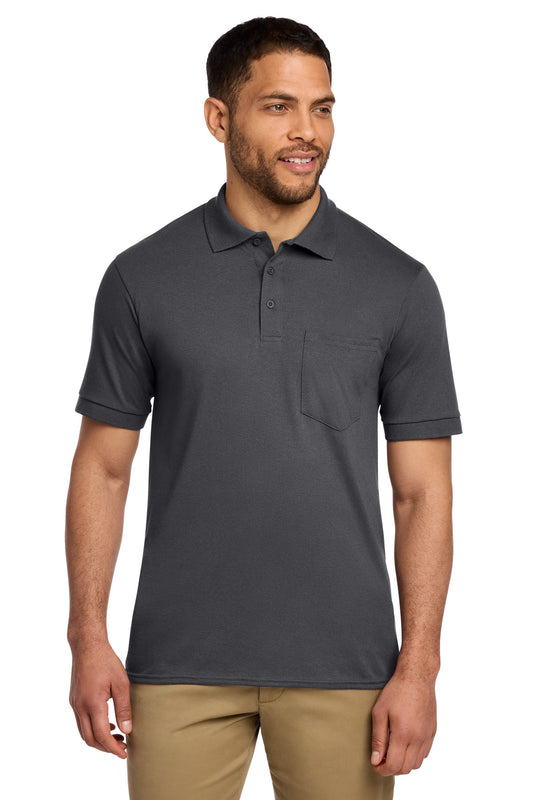 Port & Co Core Blend Jersey Knit Pocket Polo. KP55P - Charcoal