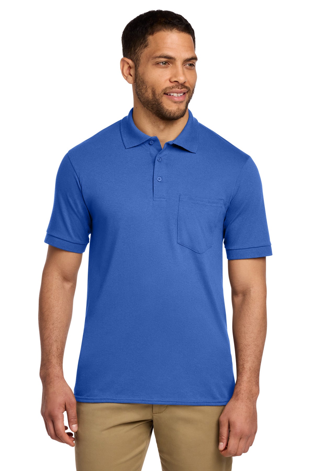 Port & Co Core Blend Jersey Knit Pocket Polo. KP55P - Royal