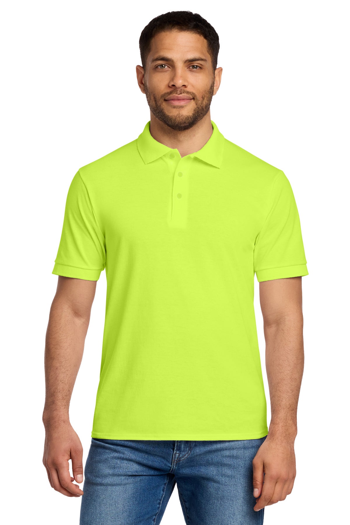 Port & Co Core Blend Jersey Knit Polo. KP55 - Safety Green