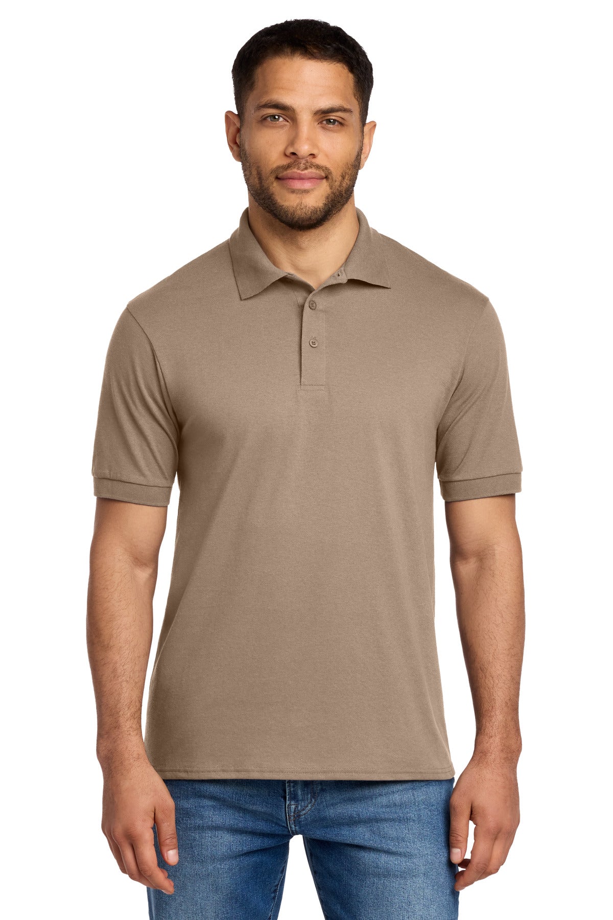 Port & Co Core Blend Jersey Knit Polo. KP55 - Sand