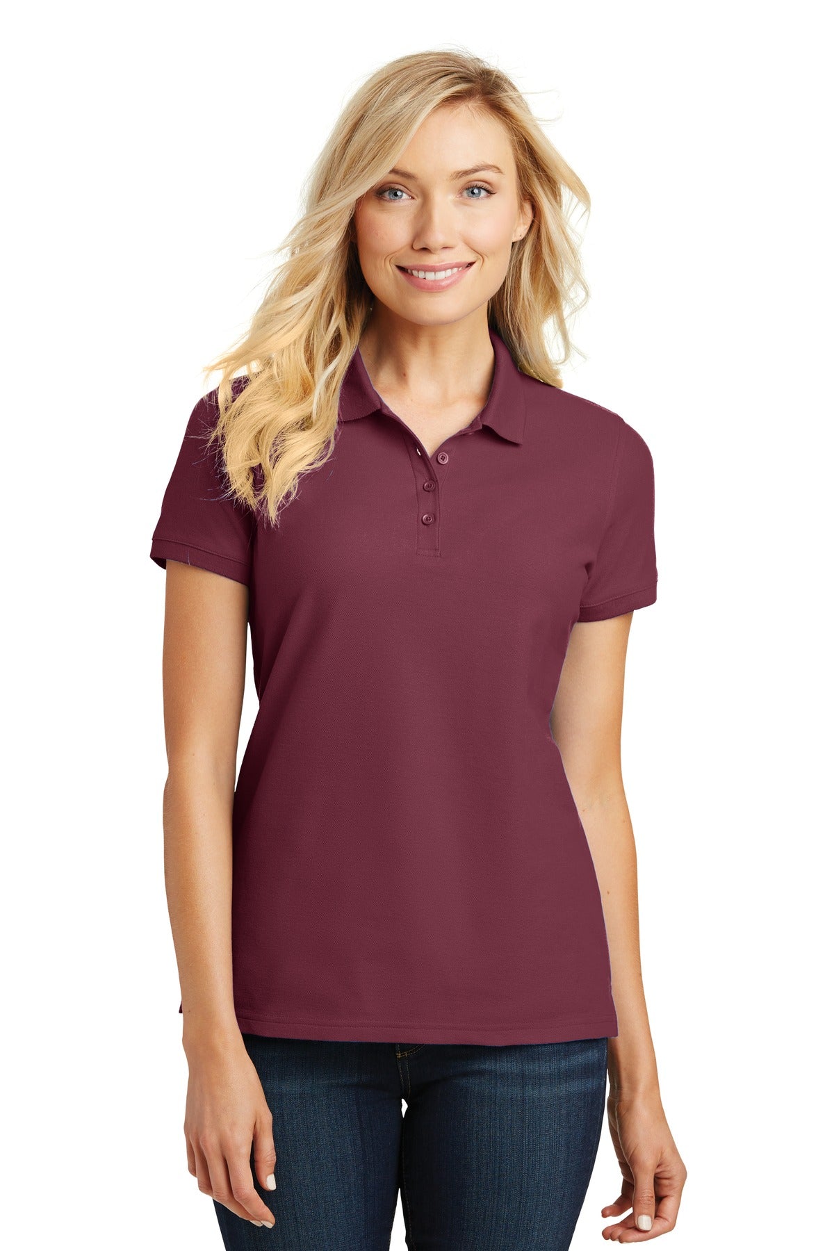 Port Authority Women's Core Classic Pique Polo. L100 - Burgundy